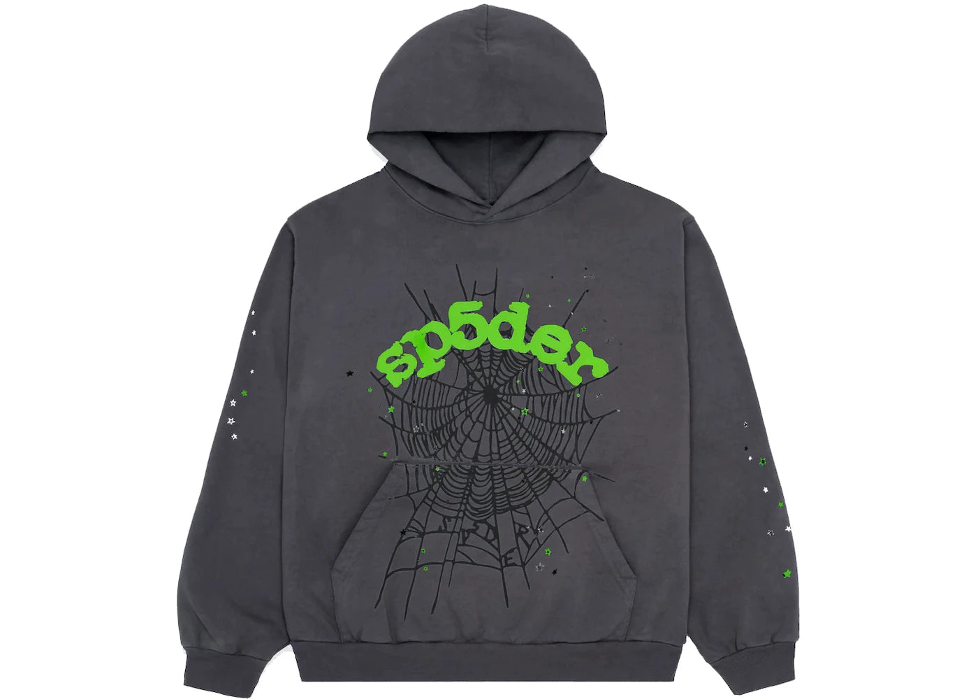Sp5der hoodie (grey and green)